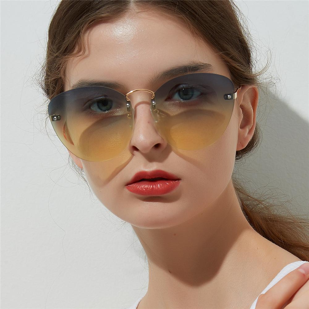 Rimless Gradient Sunglasses Color Lenses Retro UV400