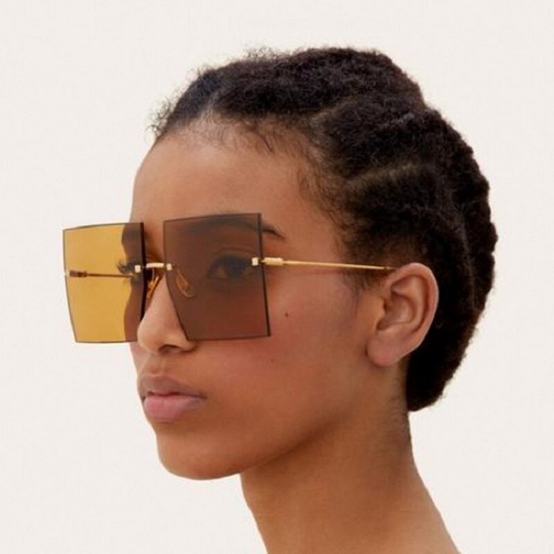 Women Square Sunglasses Oversized Frameless UV400